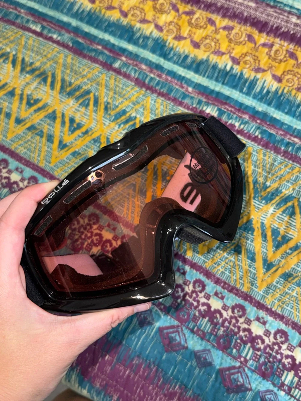 bolle Black Frame Ski/Snow Goggles with Orange Lens Buckle Adjustable Strap